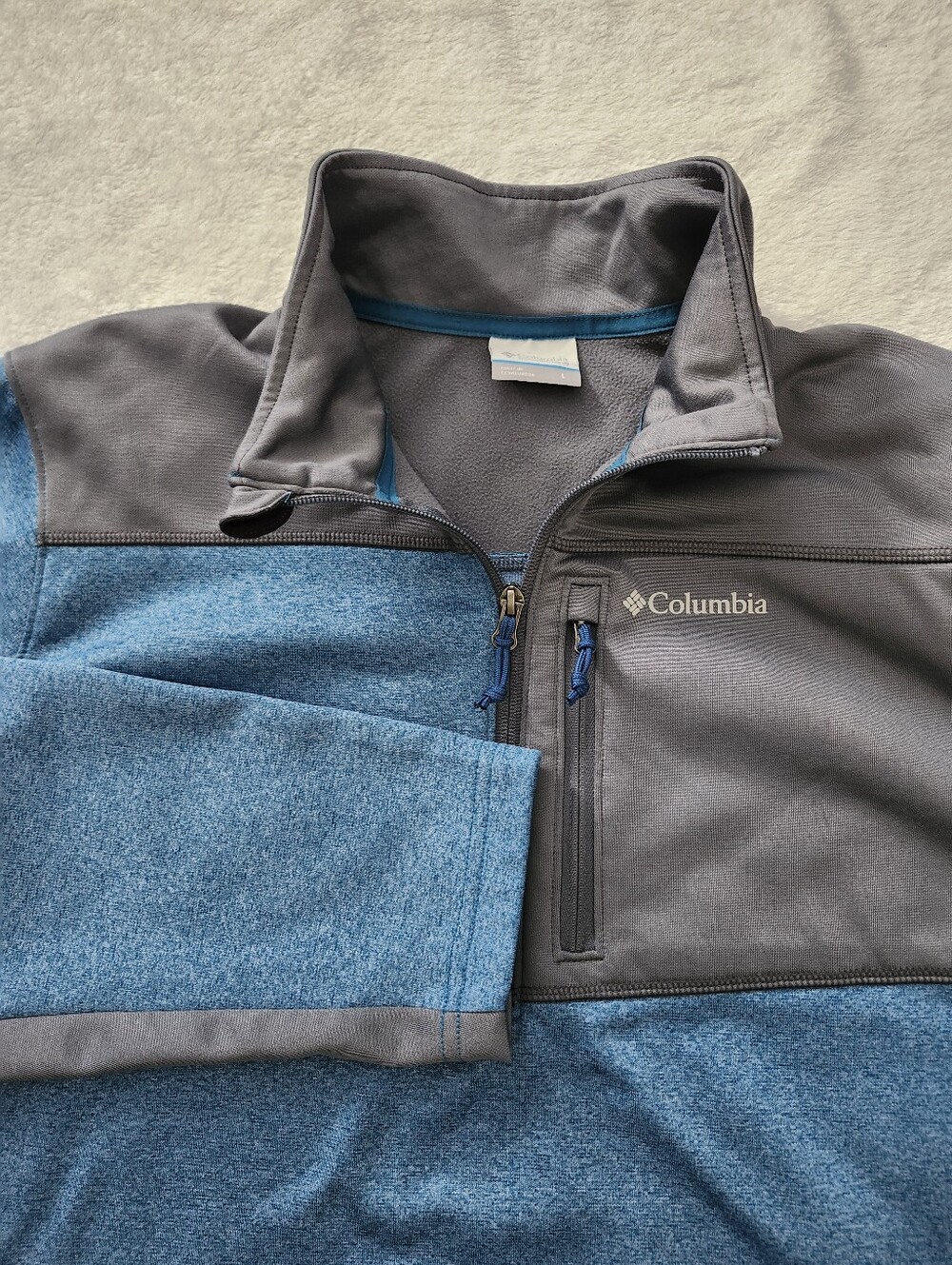 Columbia Mens Large Colorblock Cozy Quarter Zip Pullover Outdoor Trail Sweater